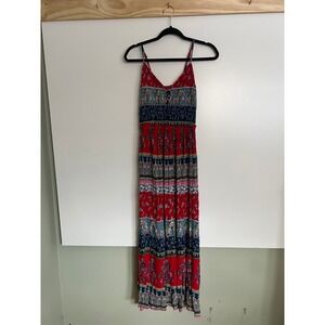 Patrons of Peace Maxi Dress Boho Festival Spaghetti Strap Women Size Small